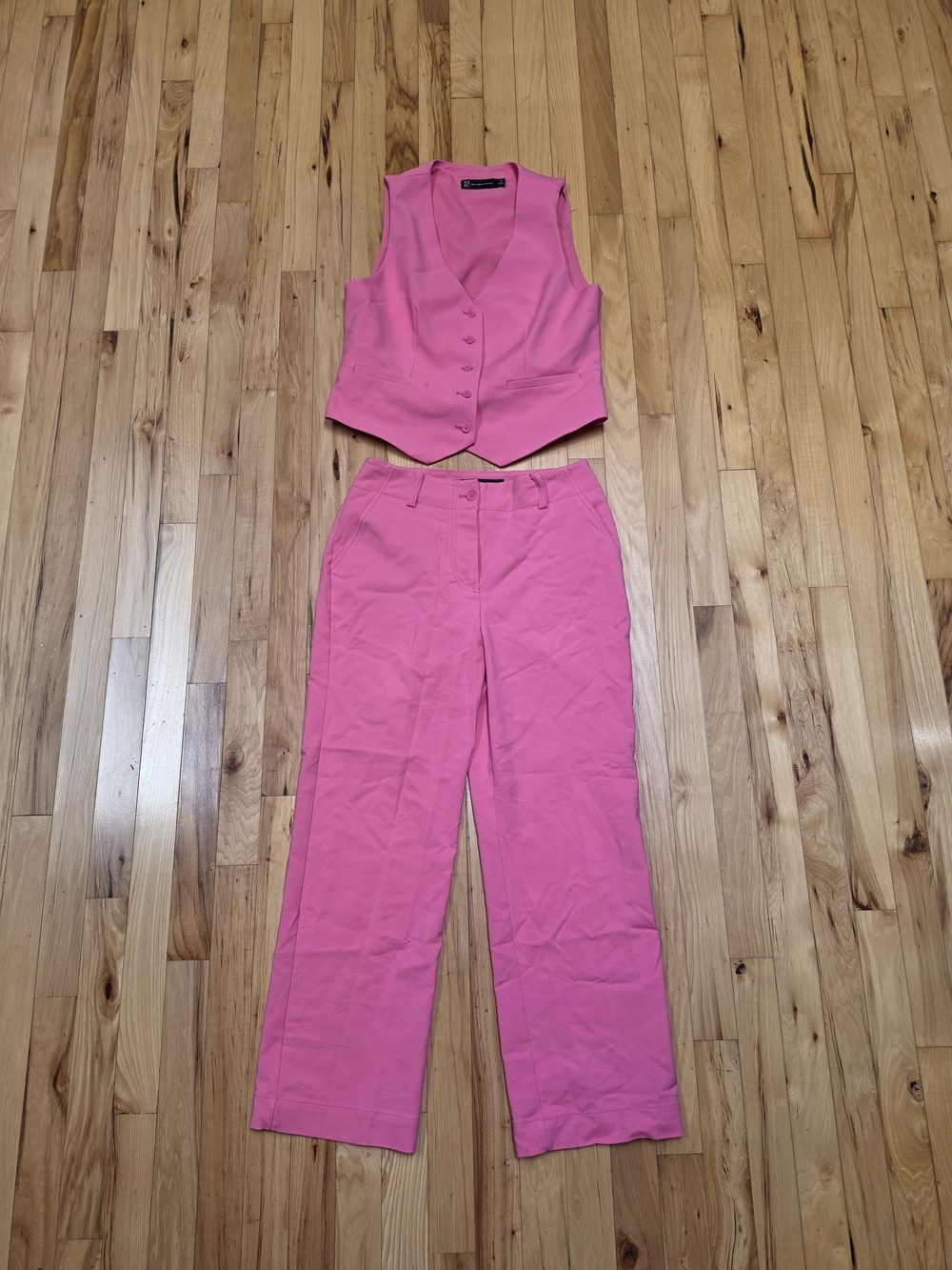 New York & Company Pink Tailored Vest and Pants Set